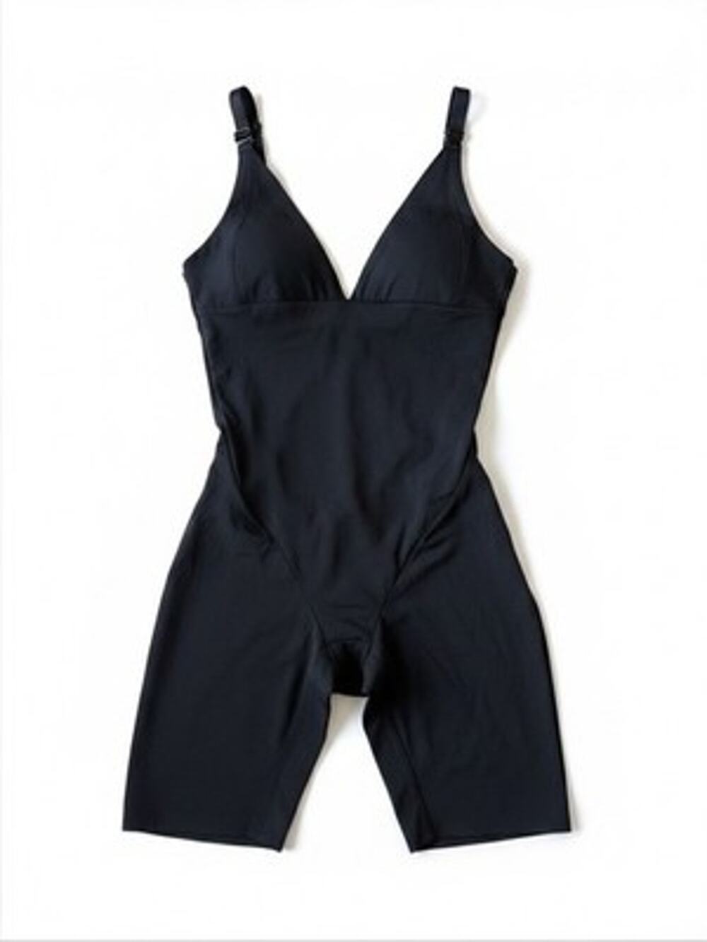 Maidenform Wear-Your Own-Bra Tummy Control Shapewear Mid Thigh Bodysuit Black M